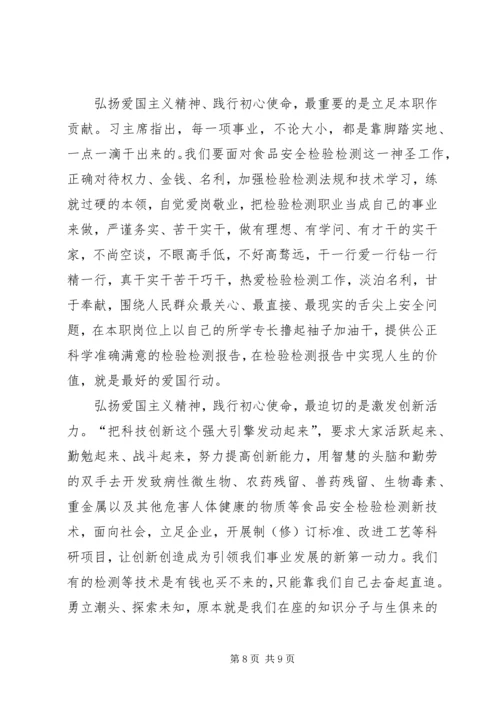 弘扬爱国主义践行初心使命（主题教育党课材料）.docx