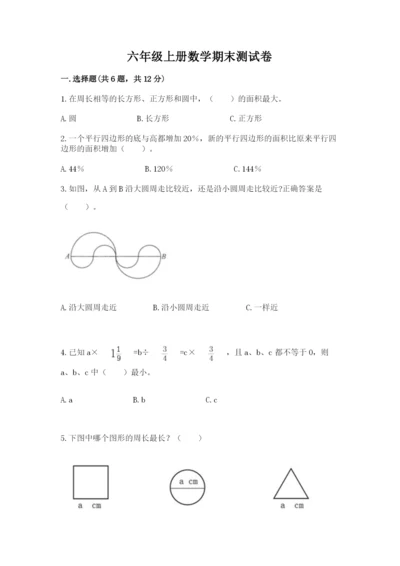 六年级上册数学期末测试卷附完整答案【易错题】.docx