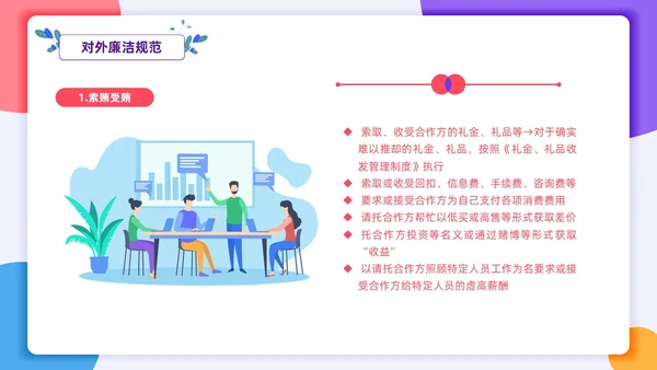 扁平插画风格 员工行为规范 员工廉洁行为规范培训PPT