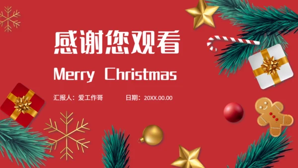 圣诞节快乐红色通用PPT模版