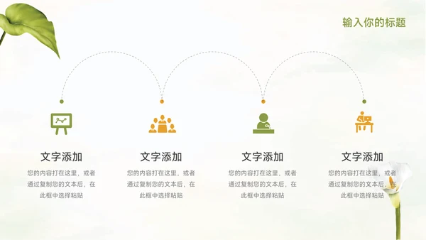 绿色花卉元素季度工作计划PPT模板