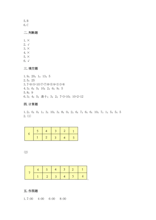 人教版一年级上册数学期末测试卷带答案（突破训练）.docx