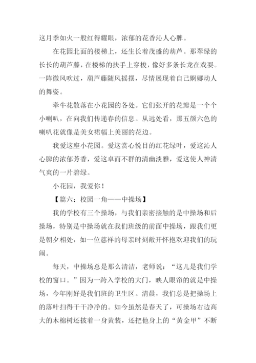 四年级作文公园一角.docx