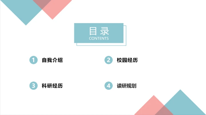 研究生复试自我介绍个人简历通用PPT模版