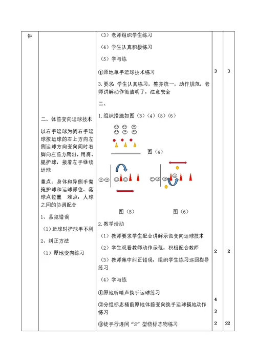 篮球《体前变向运球技术》教学设计