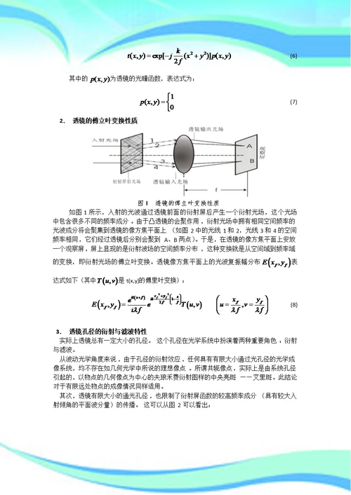 傅里叶变换光学系统实验报告