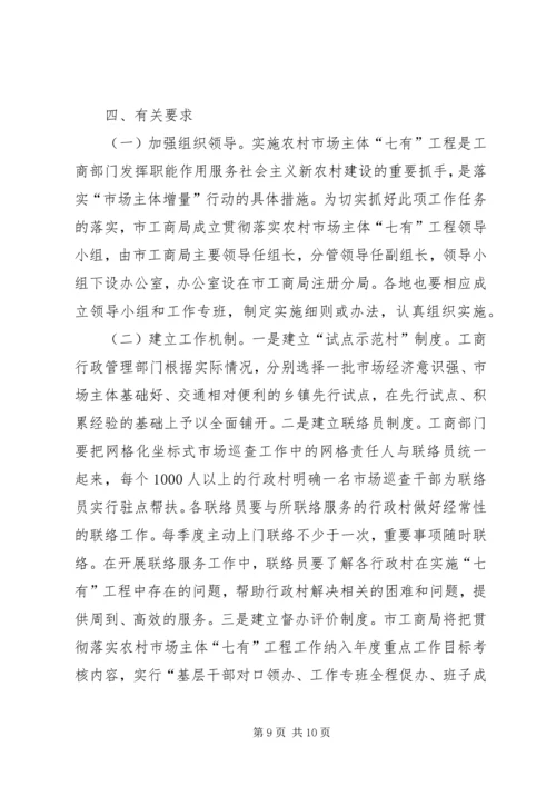 落实农村市场主体七有工程方案.docx