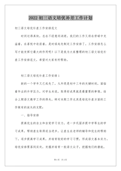 2022初三语文培优补差工作计划.docx