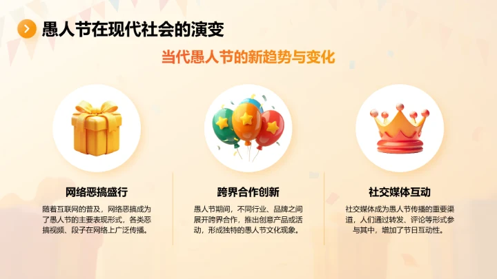 橙色插画风愚人节趣味活动策划PPT模板