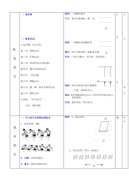 乒乓球教案样稿