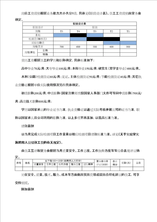 实验室聘用人员薪酬管理规定