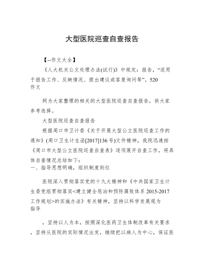 大型医院巡查自查报告.docx