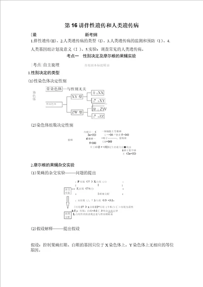 2020届一轮复习苏教版伴性遗传和人类遗传病教案
