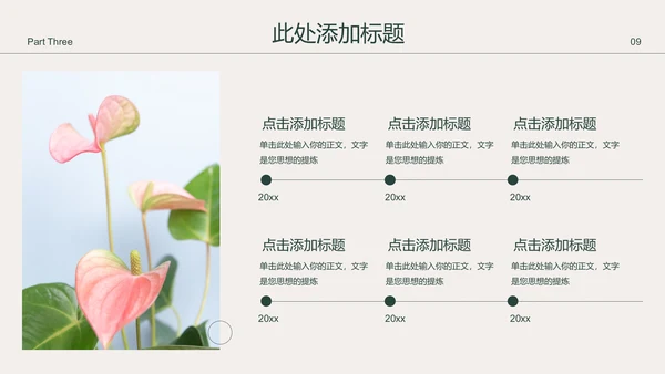 咖色小清新花卉通用PPT演示模板