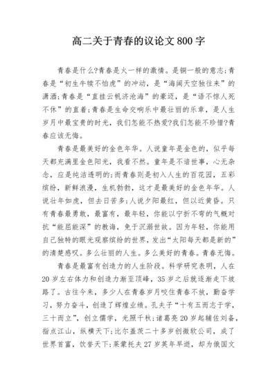 高二关于青春的议论文800字.docx