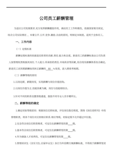 公司员工薪酬管理word模板