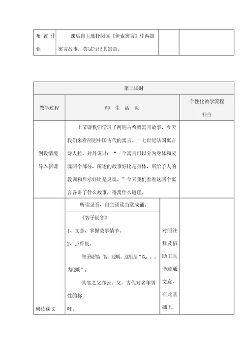 人教部编版七年级语文上册 22《寓言四则》教案教学设计优秀公开课 (1)