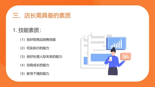 橙色扁平风便利店店长入职培训PPT模板