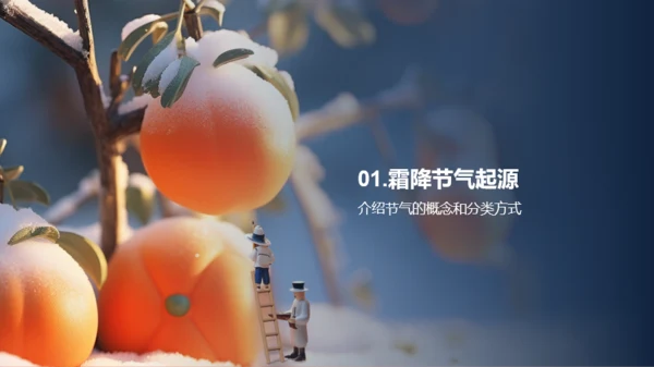 橙色3D霜降节气文化传承PPT模板