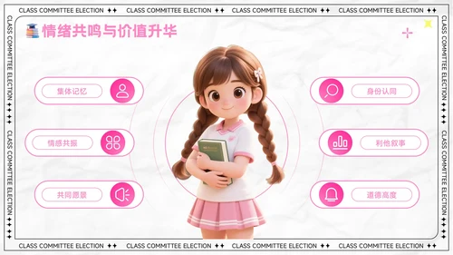 粉色卡通风大学生班委竞选演讲PPT模板