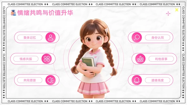粉色卡通风大学生班委竞选演讲PPT模板