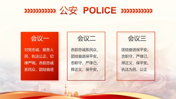 红色大气公安警察工作汇报动态PPT