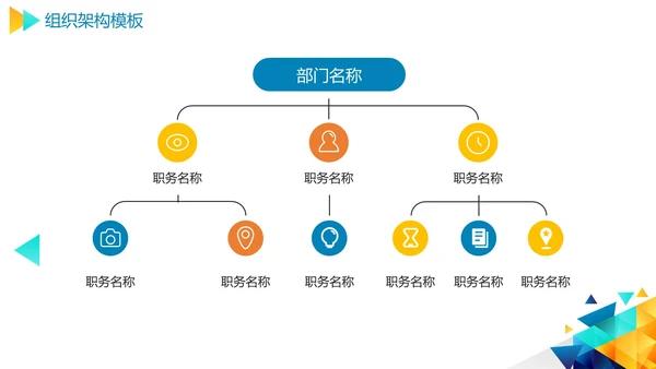几何彩色企业组织架构图合集PPT模板