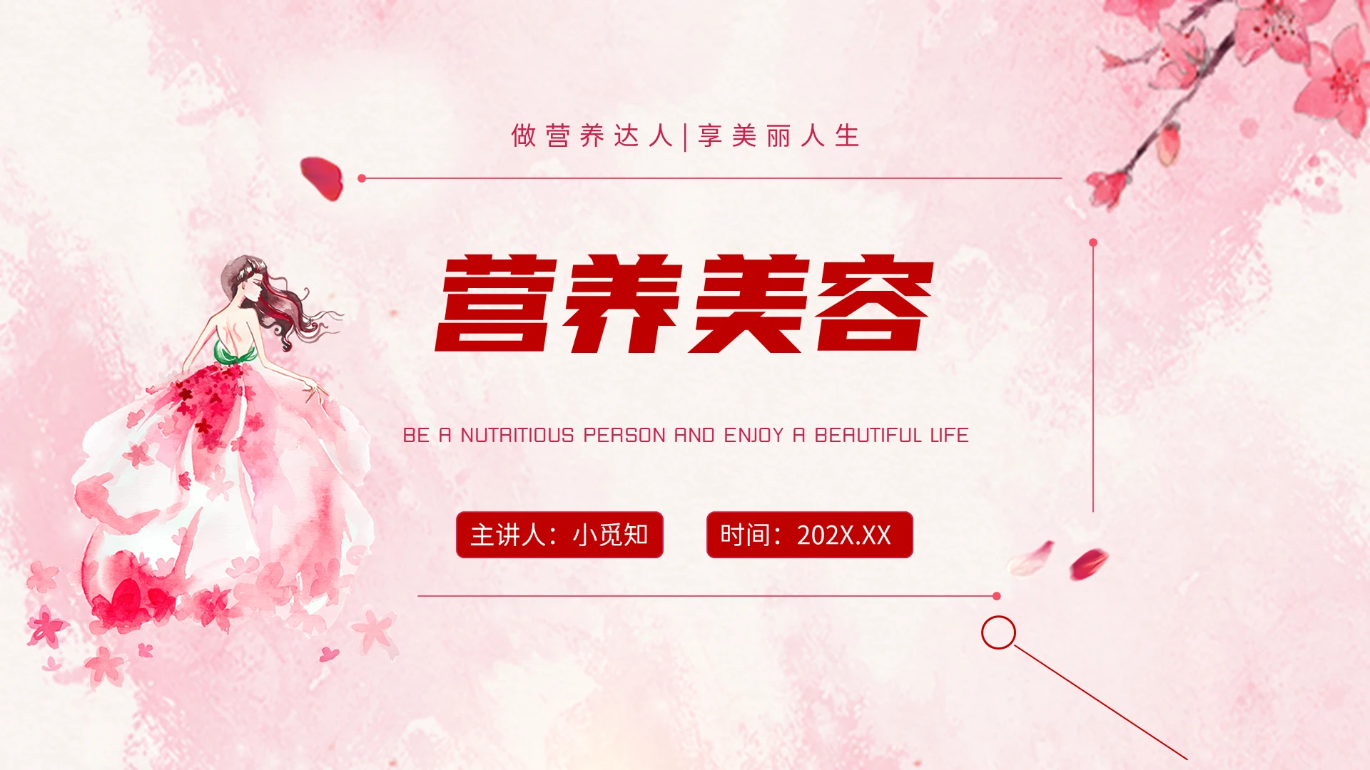 粉色唯美精致女人营养美容培训PPT