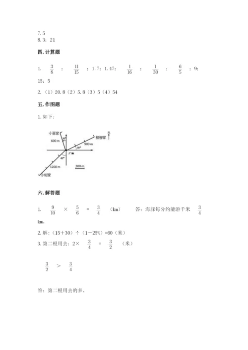 小学六年级上册数学期末测试卷含答案解析.docx