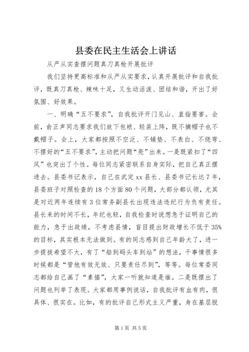 县委在民主生活会上讲话.docx