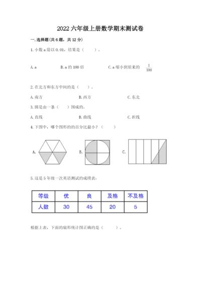 2022六年级上册数学期末测试卷及完整答案【全国通用】.docx