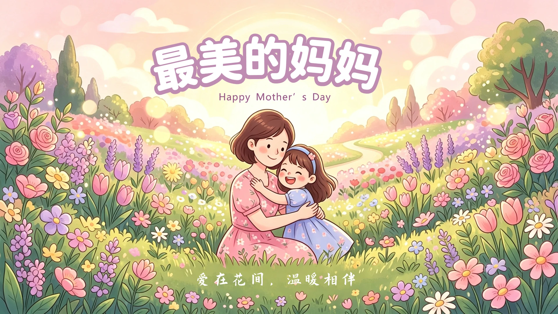 彩色卡通唯美母亲节活动策划封面页