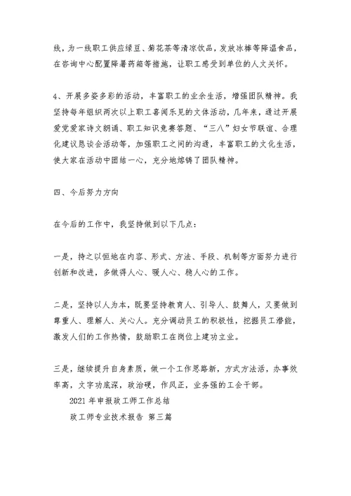 政工师专业技术报告