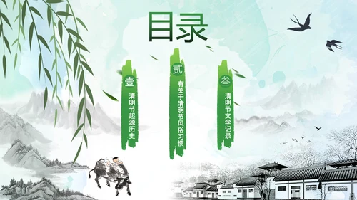 清明节起源习俗文化介绍通用PPT模板