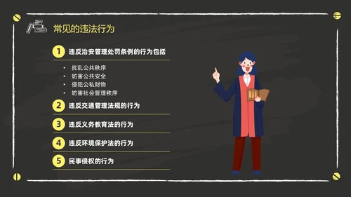 黑色黑板风卡通儿童懂法守法与法同行422日世界法律日主题班