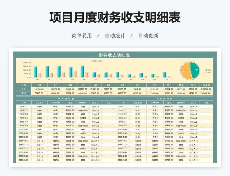 项目月度财务收支明细表