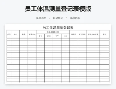 员工体温测量登记表模版