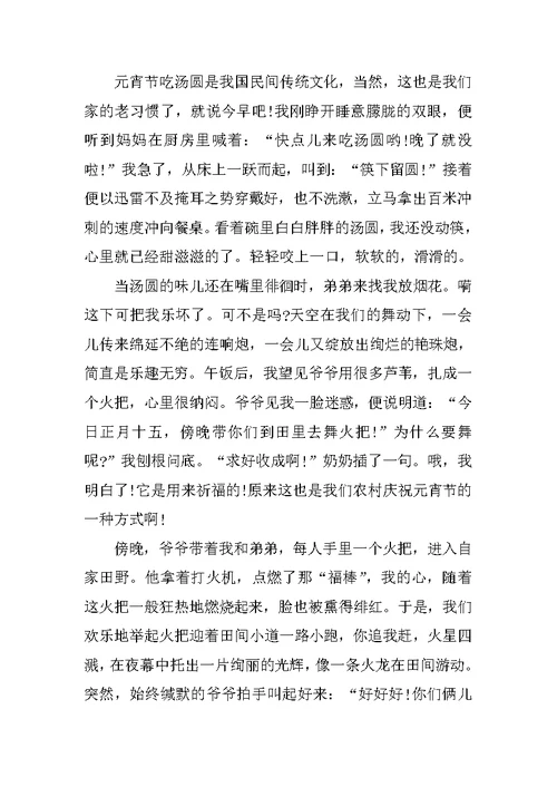 迎元宵赏花灯满分作文600字