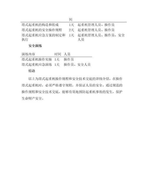 管理资料技术交底之塔式起重机操作规程安全技术交底