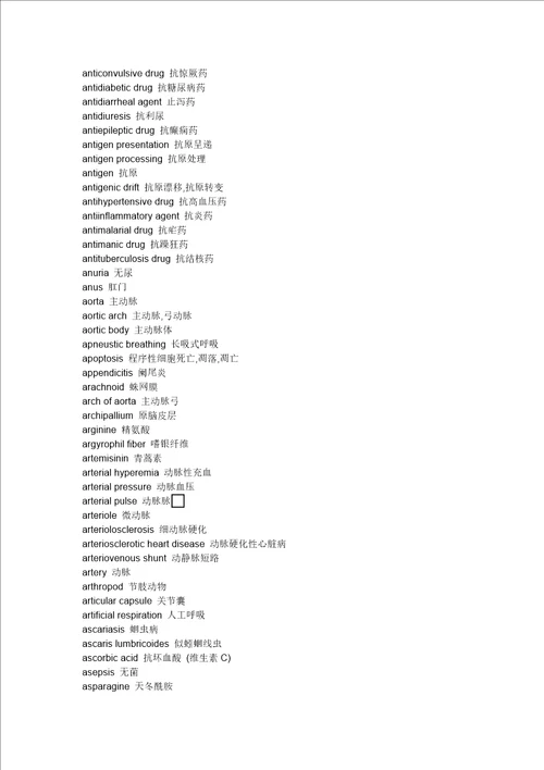 常用医学专业英语词汇