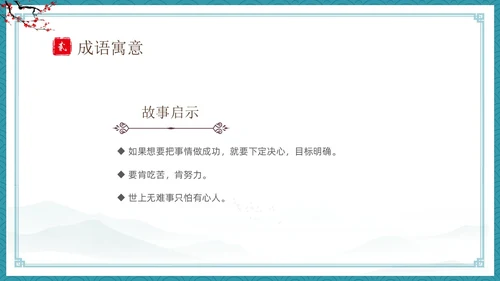 绿色古风卡通儿童中国成语故事悬梁刺股故事介绍PPT