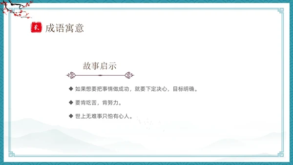 绿色古风卡通儿童中国成语故事悬梁刺股故事介绍PPT