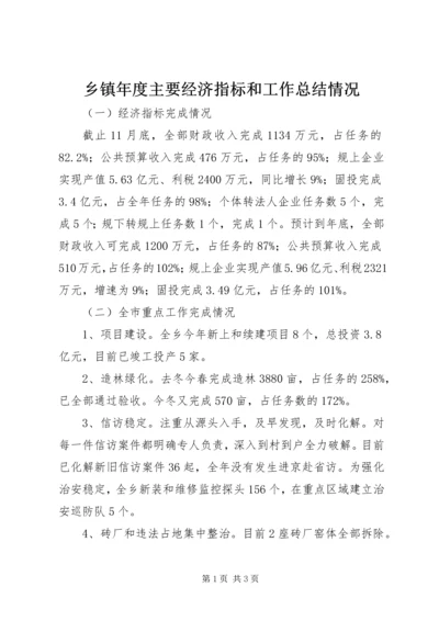 乡镇年度主要经济指标和工作总结情况.docx