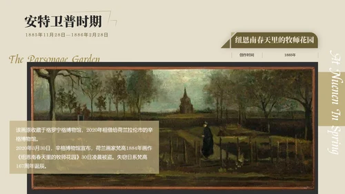 复古风展梵高画展ppt模板