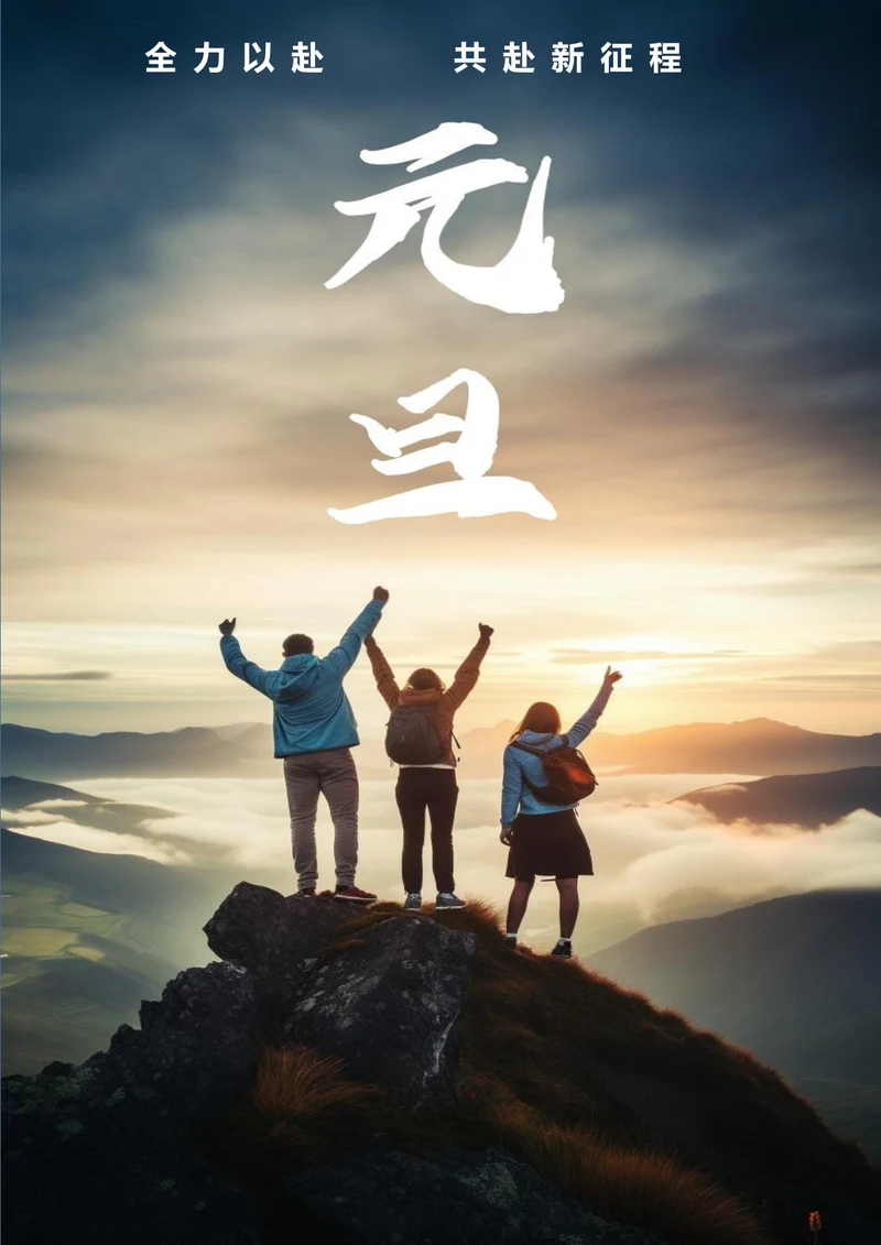 共赴新征程元旦节日海报