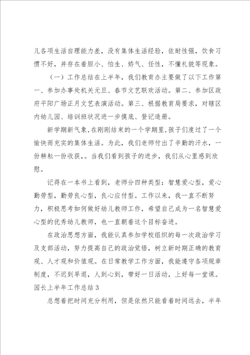 园长上半年工作总结11篇