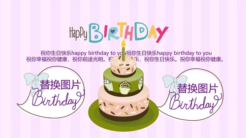 粉色生日快乐电子相册动态PPT模板