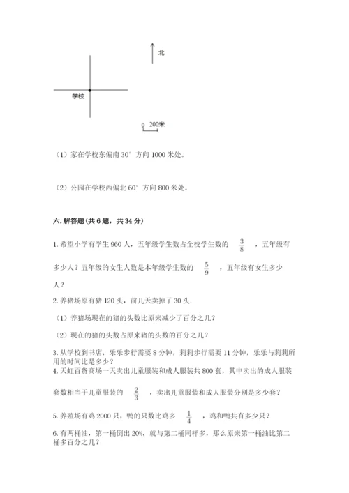 2022六年级上册数学期末测试卷及答案（考点梳理）.docx