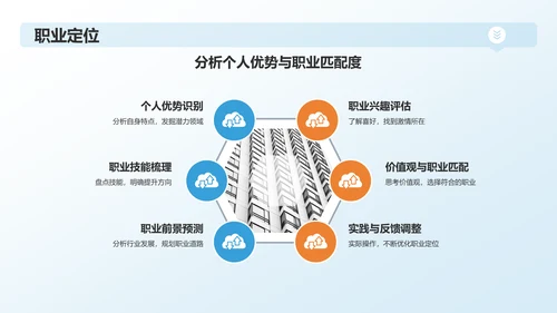 蓝色渐变传媒精英求职之路PPT模板