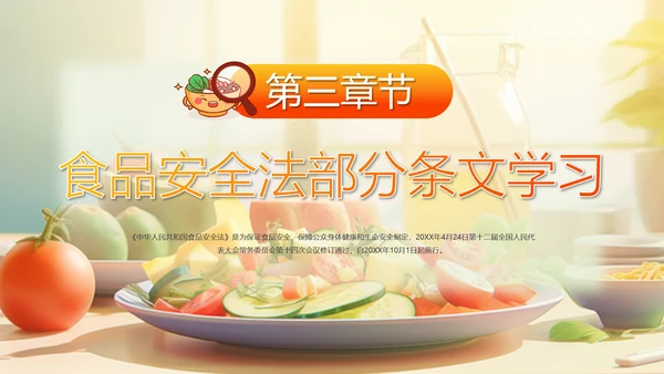 教学解读食品安全法餐桌食物PPT模板